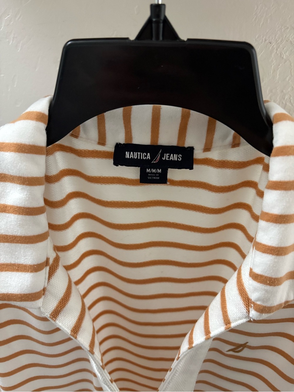 Nautica Cream and Tan Striped Sleeveless Polo Dress - Picture 3 of 4